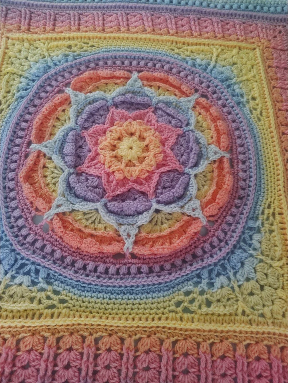 Handmade Crocheted Soft Beautiful Rainbow Baby Blanket 46